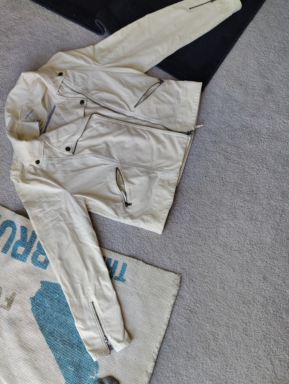 Women's Marrakech Cream Biker Jacket - Classic Zip Front
